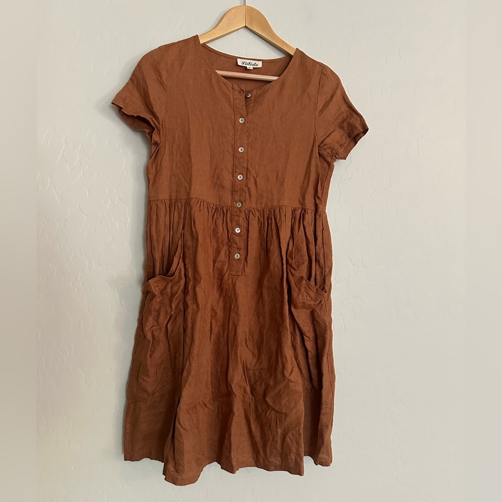 Listicle Rust Button-Up Mini Dress